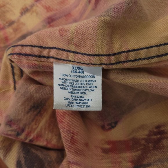 The Rack Brushed Cotton Tie Dye Bleach Button Front Shirt Top Sz XL Plaid - Picture 12 of 12